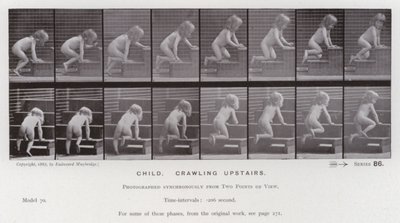 Mozgó emberalak: Gyermek, mászik az emeleten (f/w fotó) alkotó: Eadweard Muybridge