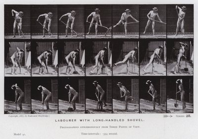 Mozgó emberalak: munkás hosszú nyelű lapáttal (f/w fotó) alkotó: Eadweard Muybridge