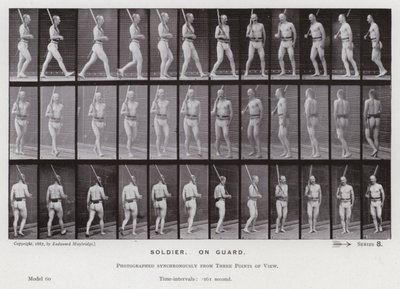 Mozgó emberalak: Katona, őrségben (f/w fotó) alkotó: Eadweard Muybridge