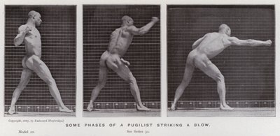 Mozgó emberalak: Egy pugist ütés néhány fázisa (f/w fotó) alkotó: Eadweard Muybridge