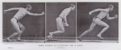 A mozgásban lévő emberi alak: a verseny indulásának néhány fázisa (f/w fotó) alkotó: Eadweard Muybridge