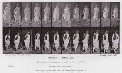 Mozgó emberi alak: nő, fut (f/w fotó) alkotó: Eadweard Muybridge