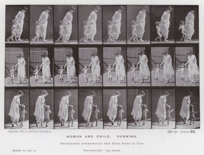 Az emberi alak mozgásban: Nő és gyermek, Futás alkotó: Eadweard Muybridge