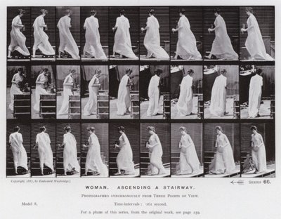 Mozgó emberalak: Nő lépcsőn felfelé (f/w fotó) alkotó: Eadweard Muybridge