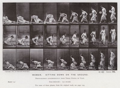 Mozgó emberalak: Nő, ül a földön (f/w fotó) alkotó: Eadweard Muybridge