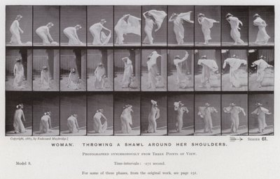 Mozgó emberalak: Nő, kendőt a vállára vetve (f/w fotó) alkotó: Eadweard Muybridge