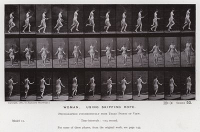 Mozgó emberalak: Nő ugrókötelet használva (f/w fotó) alkotó: Eadweard Muybridge