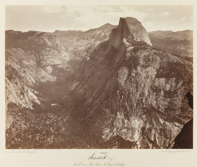 Tissack, South Dome a Glacier Pointtól, Yosemite Valley #73, 1872 körül (mamutlemez-albuminnyomat) alkotó: Eadweard Muybridge
