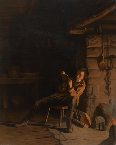 Lincoln gyerekkora. (Egy este a rönkházban.) alkotó: Eastman Johnson