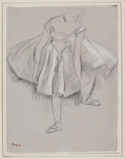 Táncosnő megigazítja a papucsát alkotó: Edgar Degas
