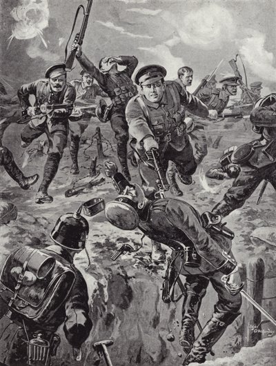 Corporal Joseph Davies and eight men routing with bayonets a party of Germans who had previously surrounded them, Delville Wood, France, 20 July 1916  alkotó: Edgar Alfred Holloway