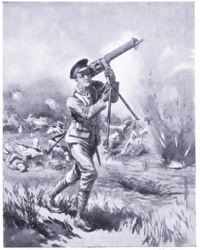 Lynn közlegény egy géppuskát visz magával javításra az aisne-i csatában heves tűz alatt. 1915 DCM-díjjal jutalmazták alkotó: Edgar Alfred Holloway