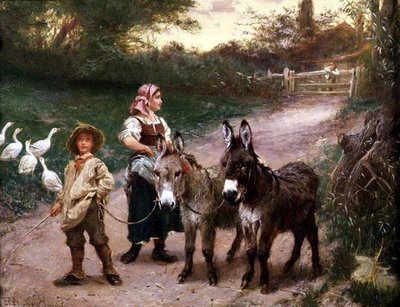 Parasztgyerekek szamárral alkotó: Edgar Bundy