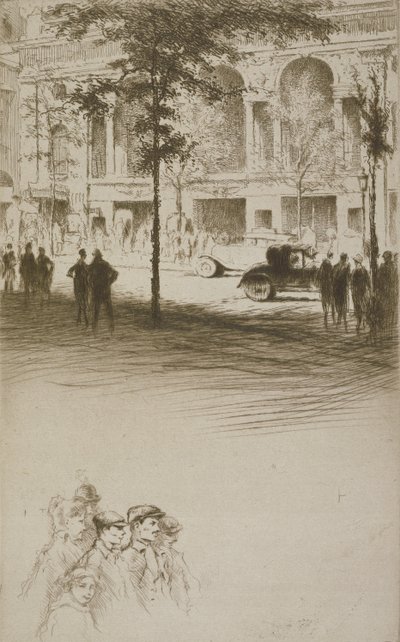 Városi tér, Sidonie-Gabrielle Colette (1873-1954) „Mitsou” című művéhez készült illusztráció, 1930-ban (rézkarc és szárazhús) alkotó: Edgar Chahine