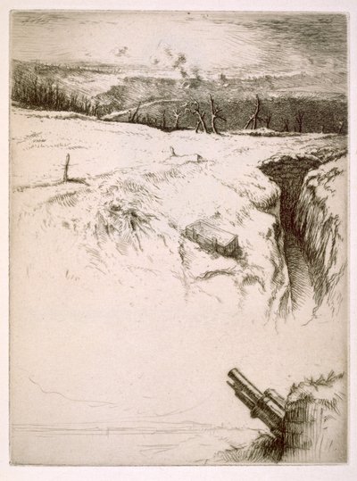 Észak-Franciaország: elhagyott árkok az első világháború után (rézkarc) alkotó: Edgar Chahine