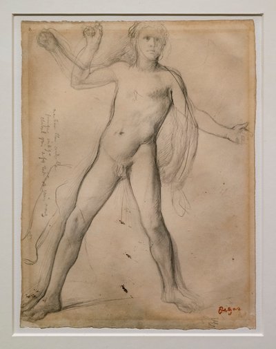 Sándor és lábai tanulnak. 1859-1861 körül. Fekete tinta és grafit papíron alkotó: Edgar Degas
