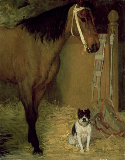 Az istállóban, Ló és kutya, 1862 körül alkotó: Edgar Degas