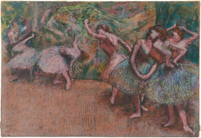 Balettjelenet, 1907 körül (pasztell zöldes átlátszó pauszpapíron) alkotó: Edgar Degas