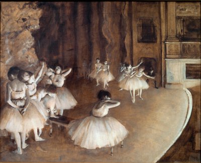 Balettpróba a színpadon alkotó: Edgar Degas