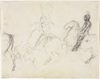 Csatajelenet páncélozott figurákkal lóháton (recto) alkotó: Edgar Degas