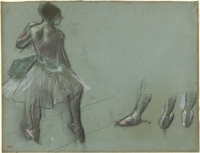 A táncos hátulról látható és három tanulmány a lábról, c. 1878. alkotó: Edgar Degas