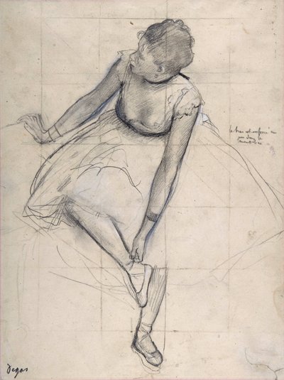 Táncos megigazítja a cipőjét (balerina). Edgar Degas (1834-1917) rajza, New York City. Metropolitan Museum of Art. alkotó: Edgar Degas