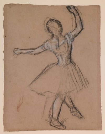Táncosnő a színpadon, mozgásban alkotó: Edgar Degas