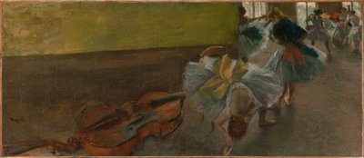 Táncosok a próbateremben nagybőgővel, 1882–1885 (olaj, vászon) alkotó: Edgar Degas