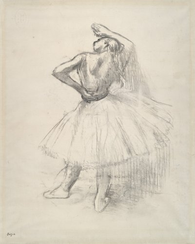 Álló táncos, felemelt jobb karral, 1891 körül (papíron készült rajz ellenellenőrzése) alkotó: Edgar Degas