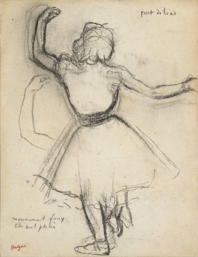 Táncosnő hátulról: Port de bras, 1875-85 körül (szén, papír) alkotó: Edgar Degas