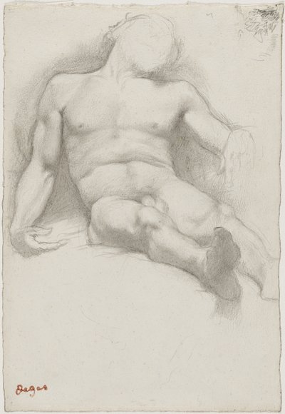Tanulmány – fekvő meztelen férfi alkotó: Edgar Degas