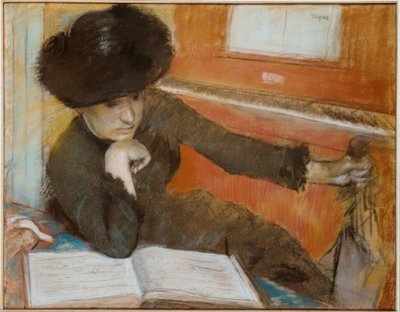 Nő ül egy zongora előtt alkotó: Edgar Degas