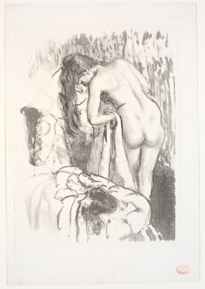 Meztelen nő áll a WC-nél alkotó: Edgar Degas