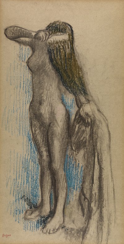 Femme se Coiffant, c.1887-90 (charcoal and crayon on paper) alkotó: Edgar Degas