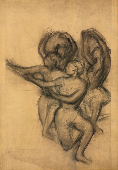 Táncosok csoportja, 1895-1900 körül (szén a táblára fektetett, összeillesztett papíron) alkotó: Edgar Degas