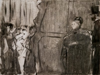 Ismerje meg Ludivic Halevyt és Madame Cardinalt a színfalak mögött. 1876-1877 körül. A Monotype fekete tintával rendelkezik. alkotó: Edgar Degas
