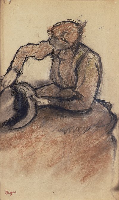 Kalapot nyíró, 1898 körül alkotó: Edgar Degas