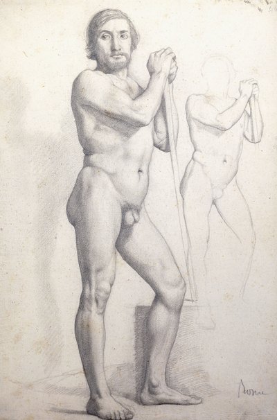 Meztelen férfi áll; Meztelen férfi áll, 1856 körül alkotó: Edgar Degas
