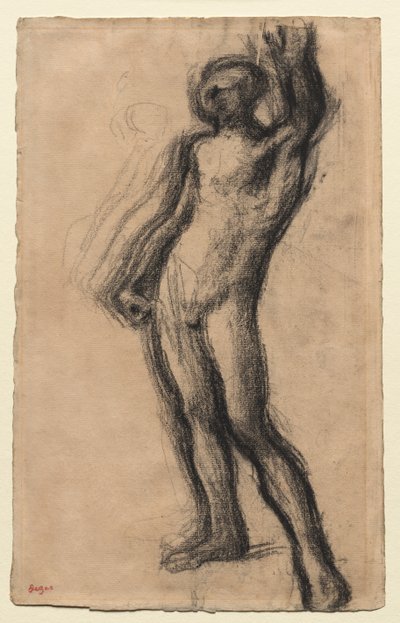 Meztelen férfi áll, felemelt bal kézzel, c. 1900. alkotó: Edgar Degas