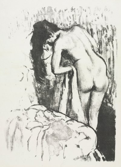 Meztelen nő állva szárítja magát alkotó: Edgar Degas
