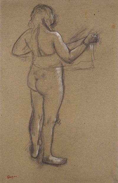 Meztelen nő, aki törölközővel szárítja magát, hátulról nézve, 19. század végén alkotó: Edgar Degas
