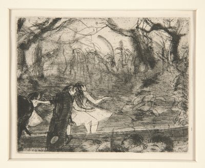 A III. színpadon, 1877 (lágy talajmarattás és rulett papíron) alkotó: Edgar Degas