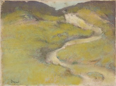 Pathway in a Field, 1890 (pasztell monotípia fölött olajban) alkotó: Edgar Degas