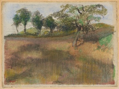 Fákkal határolt szántóföld alkotó: Edgar Degas