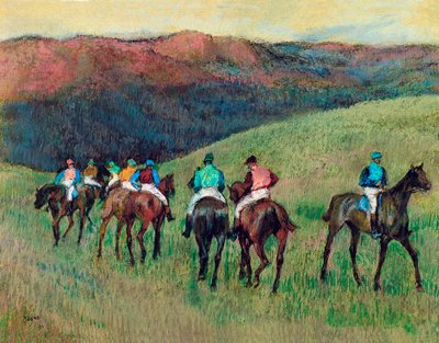 Versenylovak a tájban, 1894 alkotó: Edgar Degas