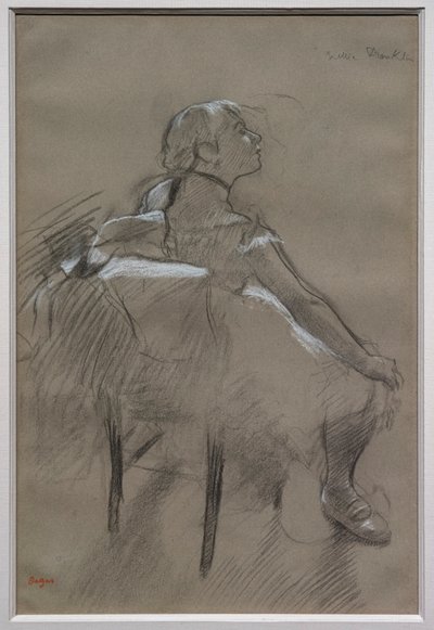 Ülő táncos (Nelly Frankly). 1880 körül. Fehér krétával papírra emelt szén. Különleges gyűjtemény. alkotó: Edgar Degas