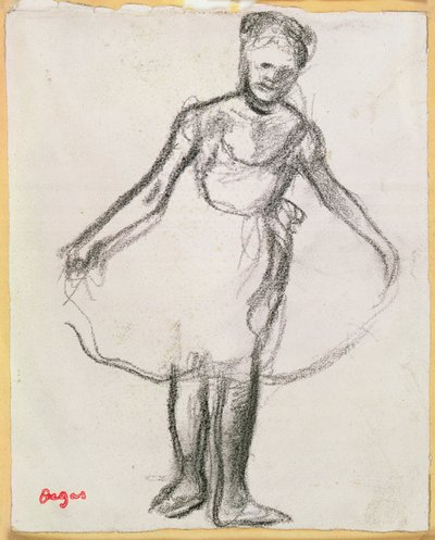 Álló táncos tutuval (faszén papíron) alkotó: Edgar Degas