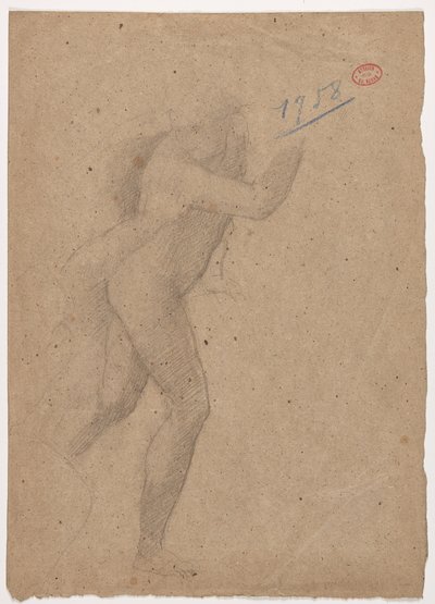 Tanulmány Marcantonio Raimondi Raphael utáni metszete nyomán: "Az ártatlanok mészárlása", 1854-56 körül (ceruza és csonk barna papíron) alkotó: Edgar Degas