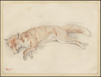 Tanulmány a "Döglött róka az erdőben" számára, 1861-64 körül alkotó: Edgar Degas