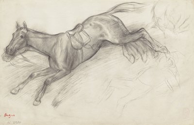 Tanulmány a "Scene from the Steeplechase: The Fallen Jockey" című filmhez, 1866 alkotó: Edgar Degas